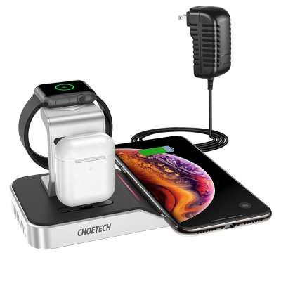 QI Fast Wireless Charging Dock Mobile Phone Wireless Charger Stand MFi Multifunction Smart Portable 4 In 1 Wireless Charger