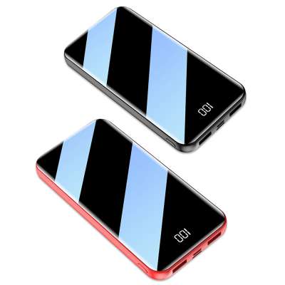 China Custom Made Double USB Led Digital Display Mobile Charger Mirror Portable Power Bank 20000mAh